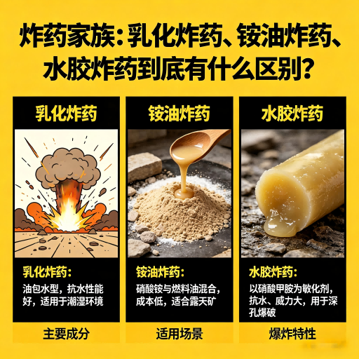 赤坎炸药家族：乳化炸药、铵油炸药、水胶炸药到底有什么区别？